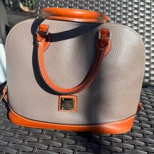 Dooney & Bourke Zip Zip Satchel in Taupe Pebble Grain Leather